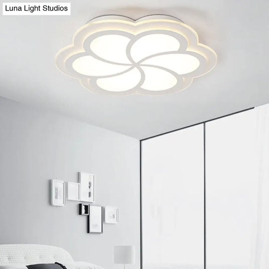White Blossom Shaped Flush Mount Led Ceiling Lamp For Kids Balcony And Porch / 16.5 Third Gear