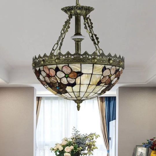 White/Blue 3-Light Tiffany Glass Pendant Chandelier For Bedroom – 12’/16’ Width White / 12’