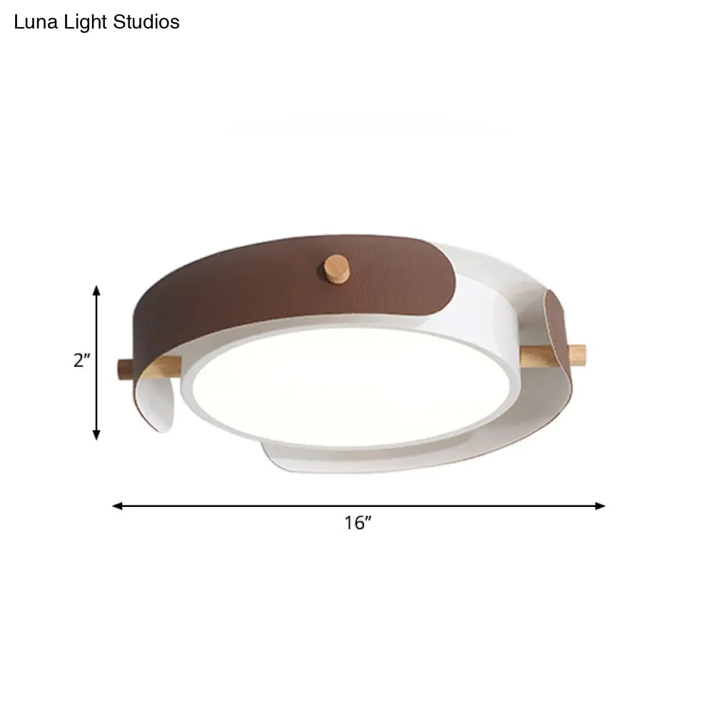 White/Brown Nordic Style Ceiling Lamp With Diffuser - 16/19.5 Diameter