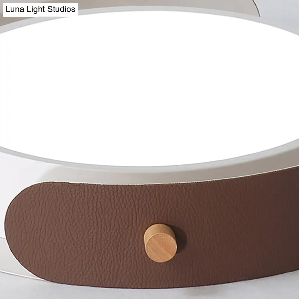 White/Brown Nordic Style Ceiling Lamp With Diffuser - 16/19.5 Diameter