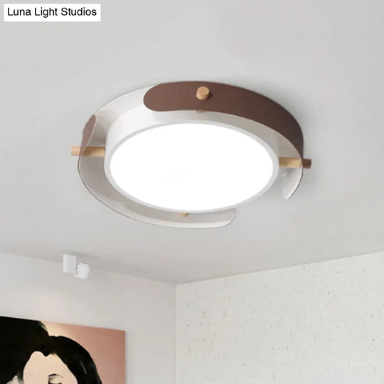 White/Brown Nordic Style Ceiling Lamp With Diffuser - 16’/19.5’ Diameter