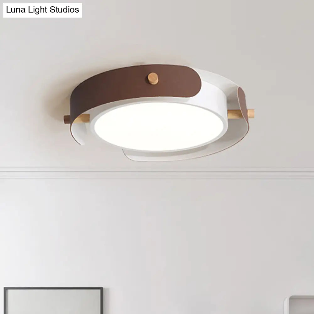White/Brown Nordic Style Ceiling Lamp With Diffuser - 16’/19.5’ Diameter