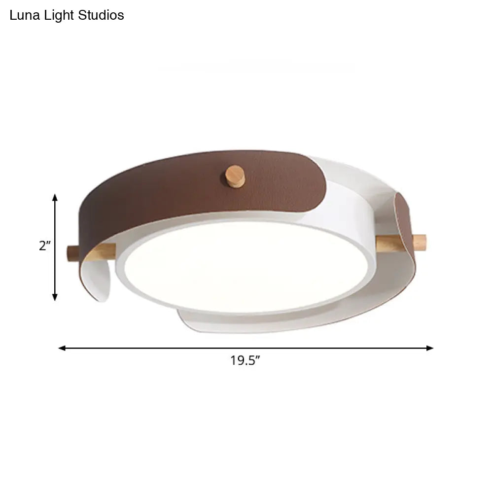 White/Brown Nordic Style Ceiling Lamp With Diffuser - 16/19.5 Diameter