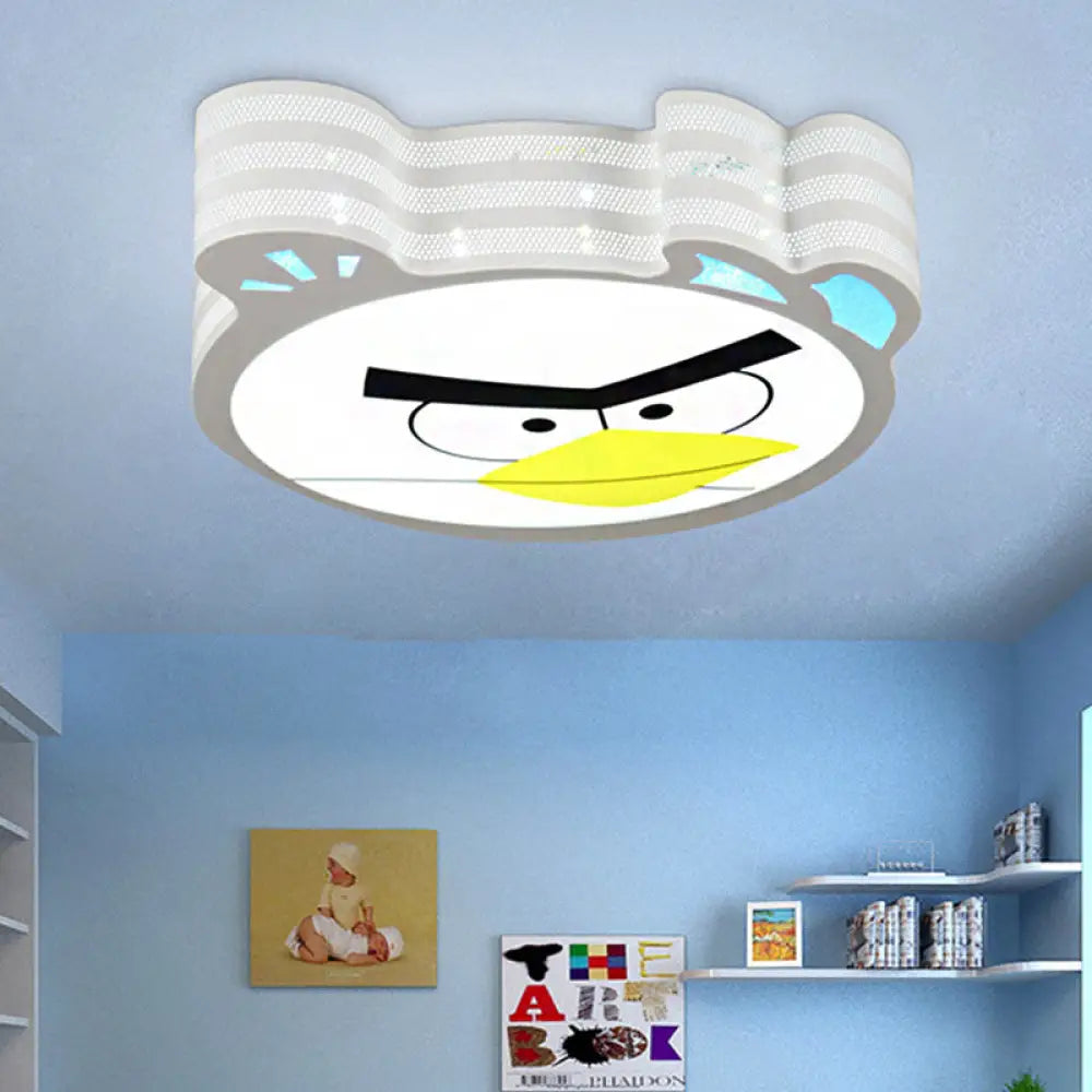 White Cartoon Animal Ceiling Light - Acrylic Flush Mount For Bedroom /