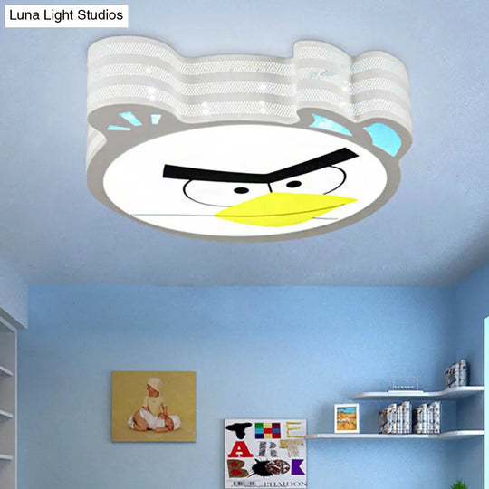 White Cartoon Animal Ceiling Light - Acrylic Flush Mount For Bedroom /