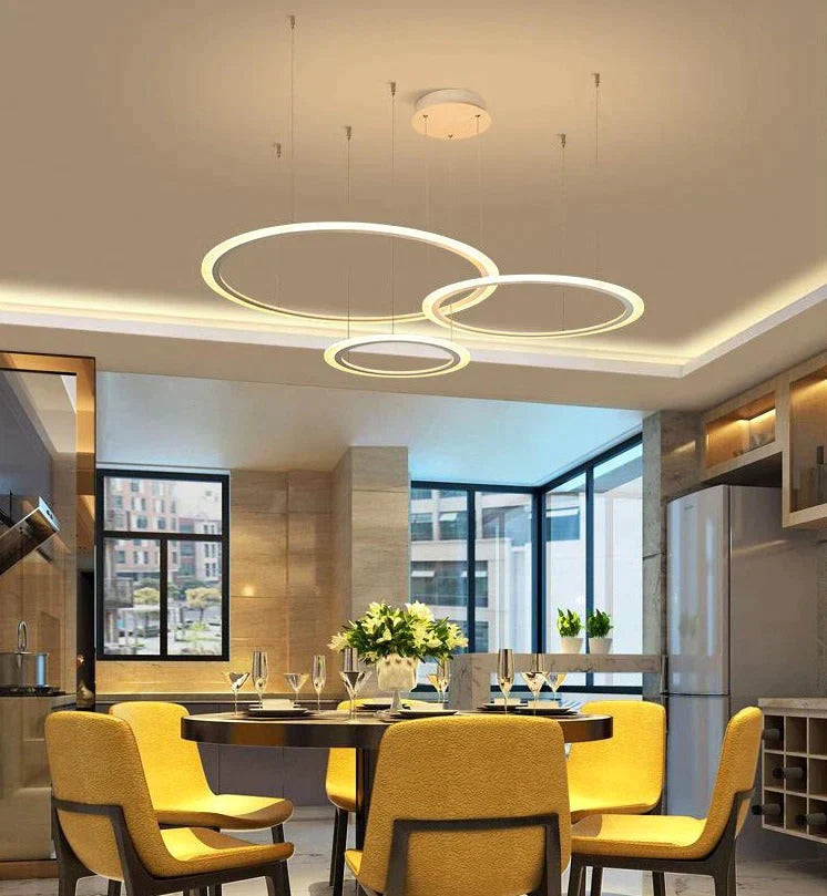 White Circle Modern Led Pendant Light For Kitchen Dining Room Living Room Luminaires Acrylic Hanging Ceiling Mount Pendant Lamp