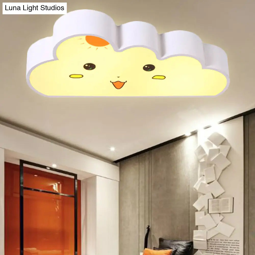 White Cloud Ceiling Light For Baby Bedroom - Metal & Acrylic Flush Mount Kids