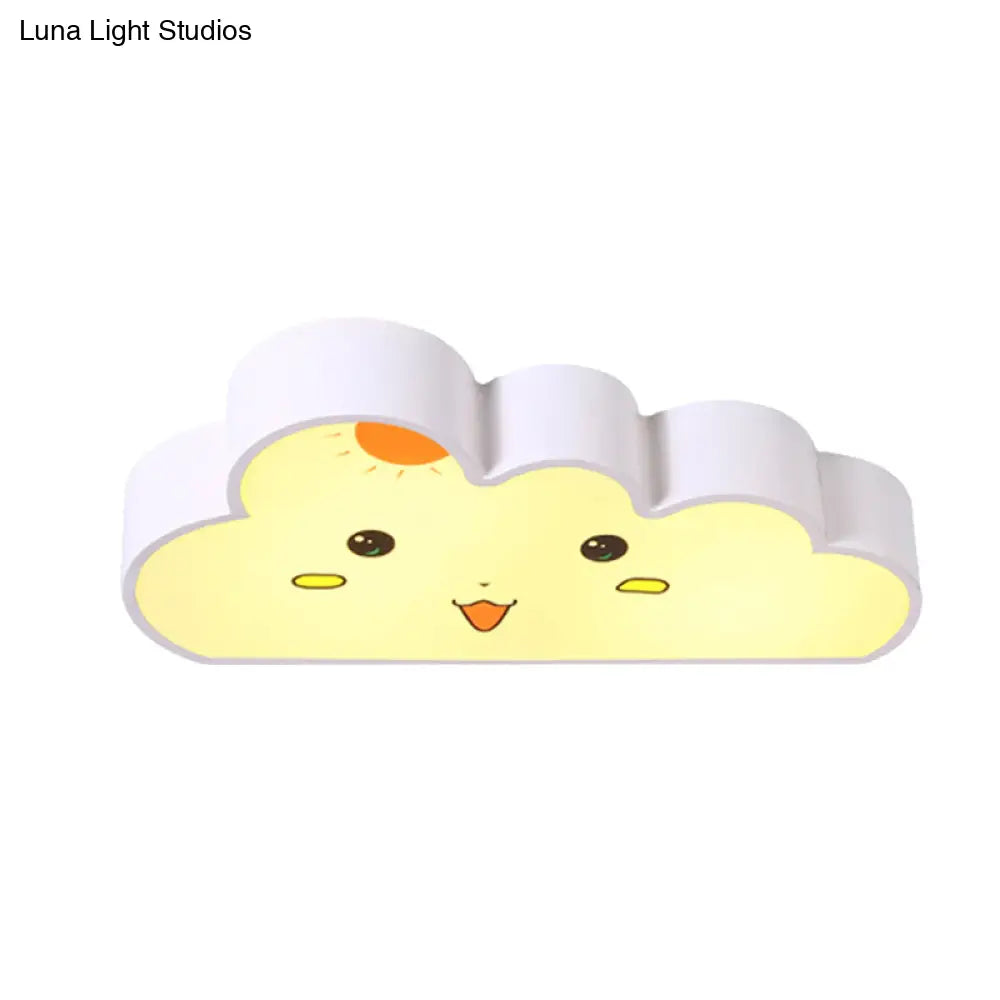 White Cloud Ceiling Light For Baby Bedroom - Metal & Acrylic Flush Mount Kids