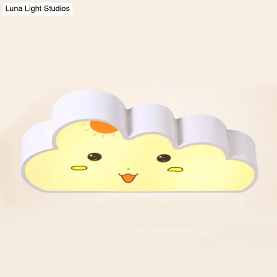 White Cloud Ceiling Light For Baby Bedroom - Metal & Acrylic Flush Mount Kids