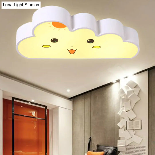 White Cloud Ceiling Light For Baby Bedroom - Metal & Acrylic Flush Mount Kids