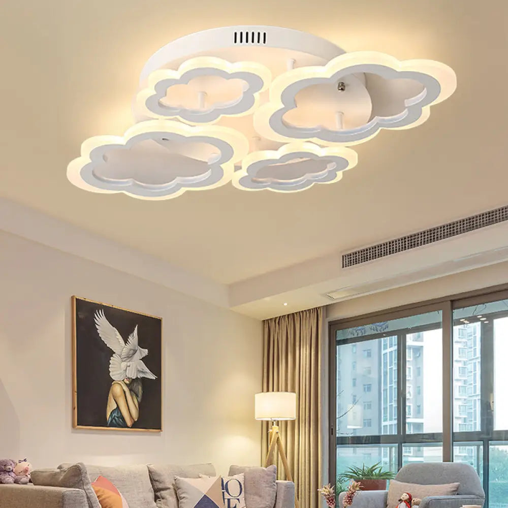 White Cloud Ceiling Light For Kids’ Nordic Bedroom Décor 4 / Warm