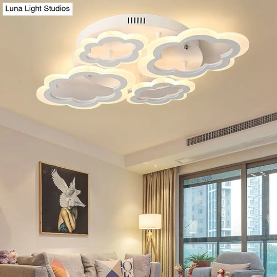 White Cloud Ceiling Light For Kids Nordic Bedroom Décor 4 / Warm