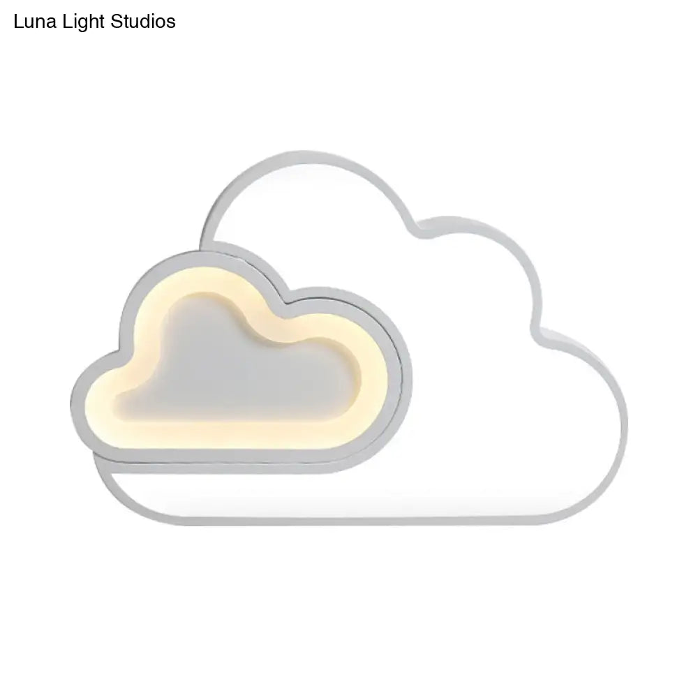 White Cloud Led Ceiling Light For Kids Bedroom - Contemporary Acrylic Lamp