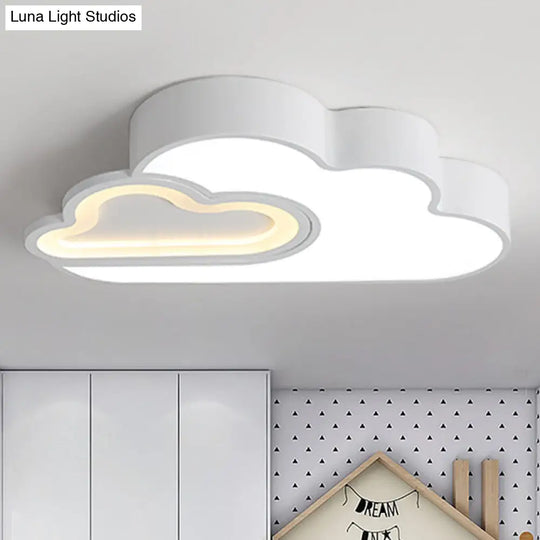 White Cloud Led Ceiling Light For Kids Bedroom - Contemporary Acrylic Lamp Grey / 19.5