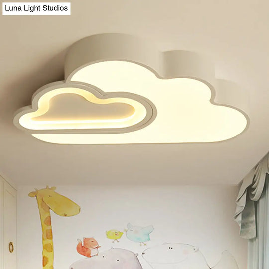 White Cloud Led Ceiling Light For Kids Bedroom - Contemporary Acrylic Lamp Grey / 19.5 Warm