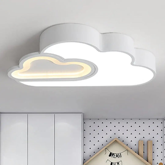 White Cloud Led Ceiling Light For Kid’s Bedroom - Contemporary Acrylic Lamp Grey / 19.5’