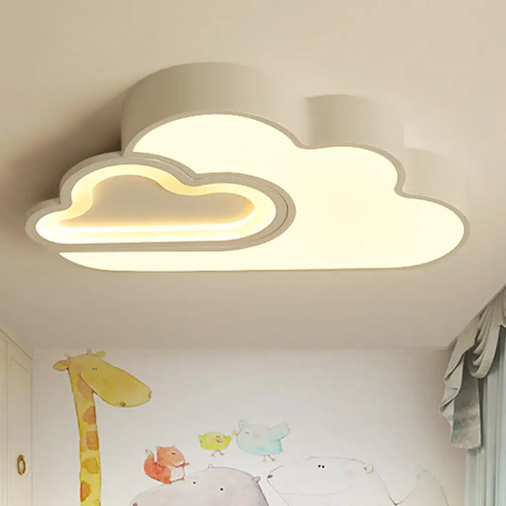 White Cloud Led Ceiling Light For Kid’s Bedroom - Contemporary Acrylic Lamp Grey / 19.5’ Warm