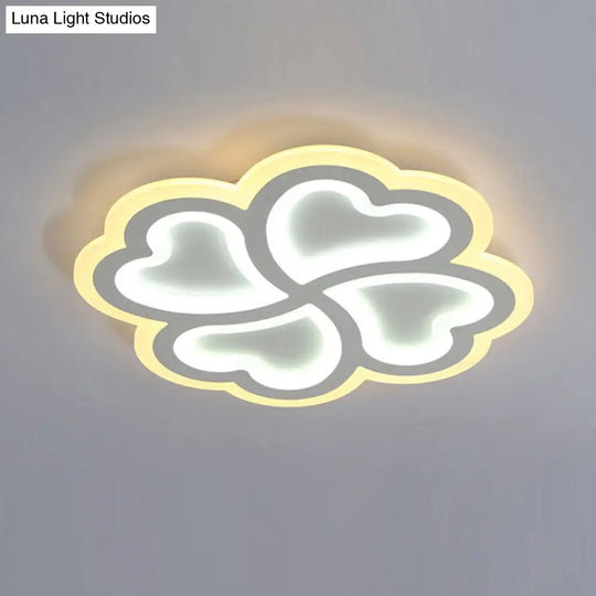 White Clover Ceiling Mount Lamp 19.5/23.5 - Modern Led Metallic Flushmount Light / 19.5 Warm