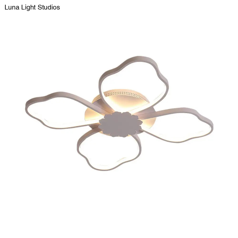 White Clover Led Ceiling Light - Minimalist Aluminum Flush Mount In Warm/White