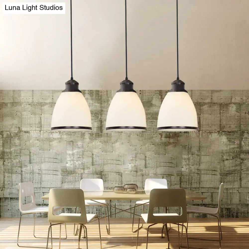 White Cone Pendant Light With Glass Shade - Minimalist Design