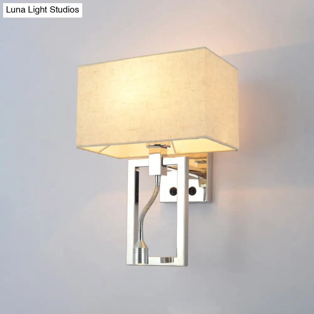 White Contemporary Rectangular Wall Mount Light Sconce With Spotlight