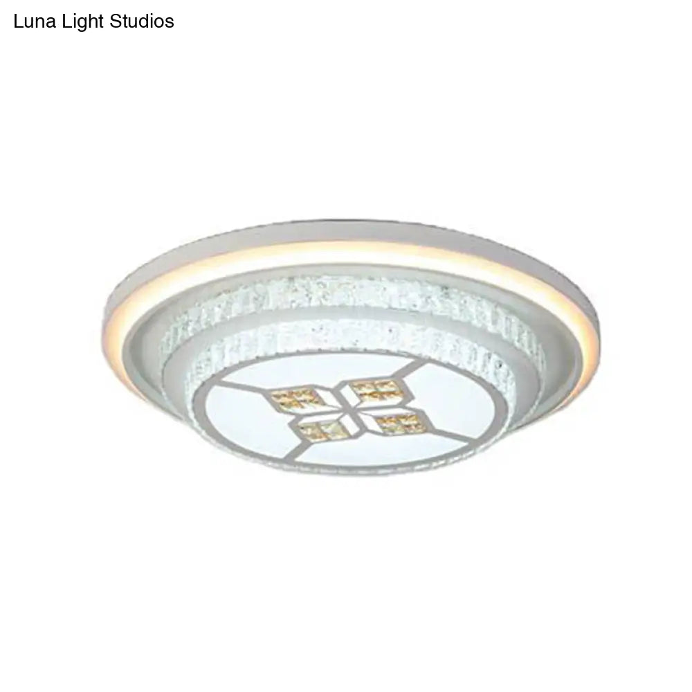 White Crystal Flush Mount Led Ceiling Light Fixture For Living Room