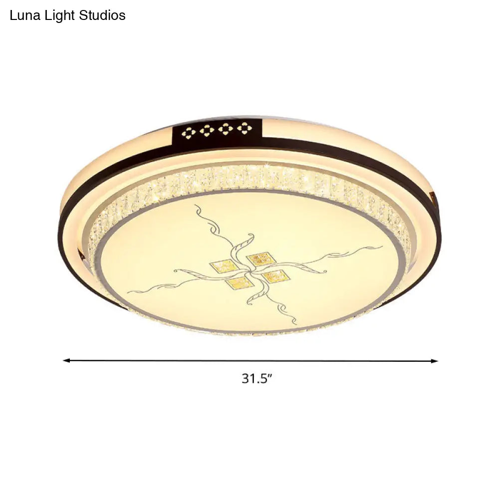 White Crystal Led Ceiling Lamp 2 - Layer Flush Mount 23.5’/31.5’/38.5’ Dia Modern Design Third Gear