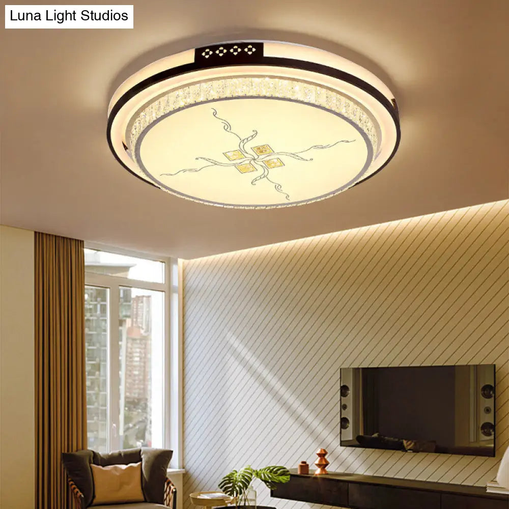 White Crystal Led Ceiling Lamp 2-Layer Flush Mount 23.5/31.5/38.5 Dia Modern Design Third Gear