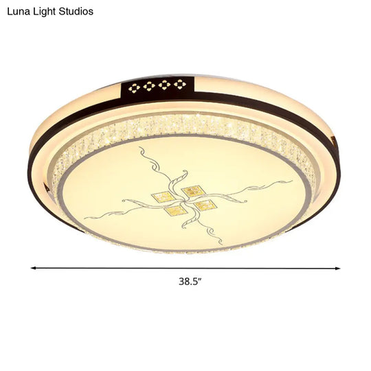 White Crystal Led Ceiling Lamp 2-Layer Flush Mount 23.5/31.5/38.5 Dia Modern Design Third Gear