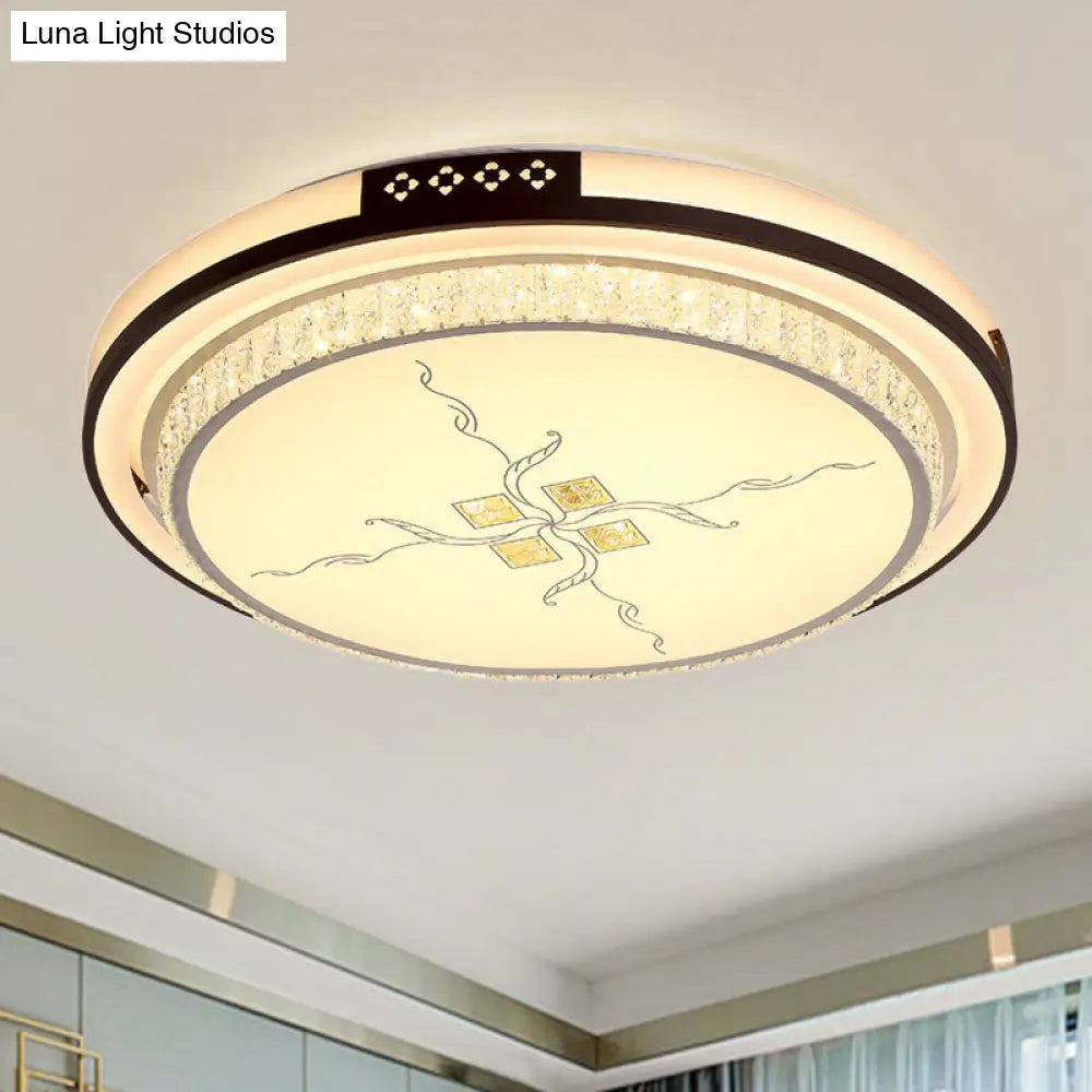 White Crystal Led Ceiling Lamp 2-Layer Flush Mount 23.5/31.5/38.5 Dia Modern Design Third Gear /