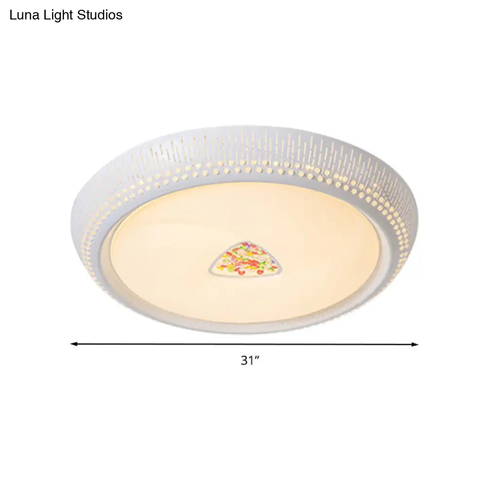 White Crystal Led Flush Mount Lamp - 23/31/36 Round Bedroom Lighting Fixture 3 Color Light Options