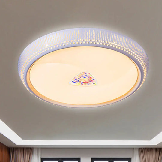 White Crystal Led Flush Mount Lamp - 23/31/36’ Round Bedroom Lighting Fixture 3 Color Light