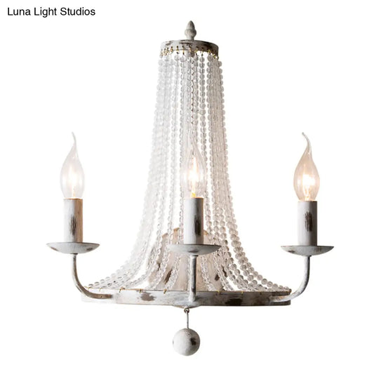 White Crystal Wall Mount Retro Light With Metallic Candlestick - Elegant And Timeless