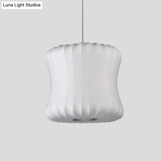 White Curvy Fabric Pendant Light - 1 Head Modern Ceiling Lamp 14.5’/18.5’ Wide