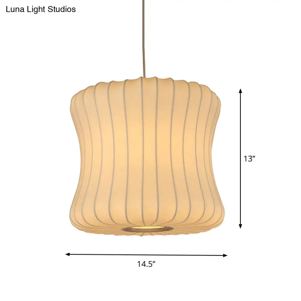 Modern Curvy Fabric Pendant Lighting - 1 Head White Ceiling Lamp 14.5/18.5 Wide