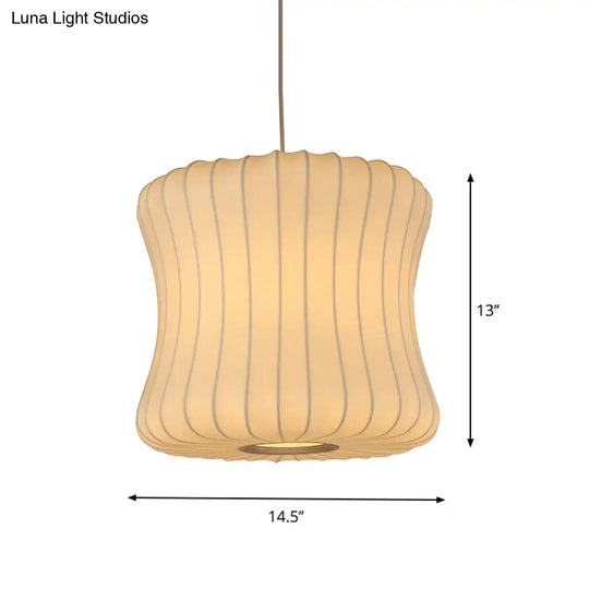 Modern Curvy Fabric Pendant Lighting - 1 Head White Ceiling Lamp 14.5/18.5 Wide