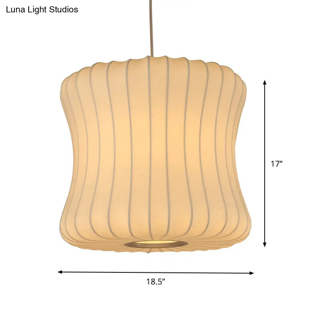 Modern Curvy Fabric Pendant Lighting - 1 Head White Ceiling Lamp 14.5/18.5 Wide