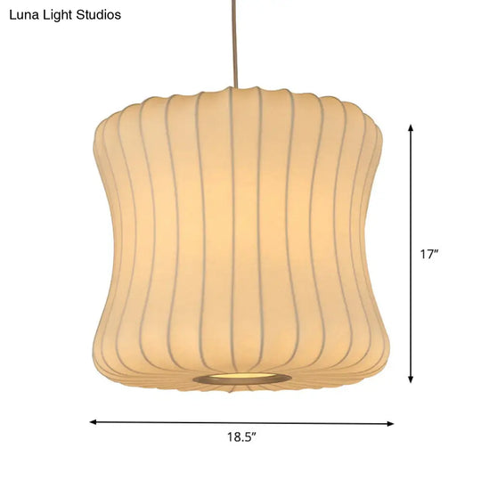 Modern Curvy Fabric Pendant Lighting - 1 Head White Ceiling Lamp 14.5/18.5 Wide