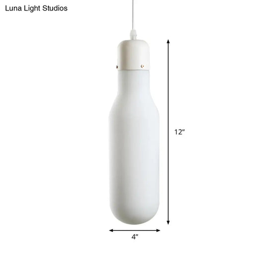 1-Light Simple White Dining Pendant With Cone/Globe/Cylinder Glass Design