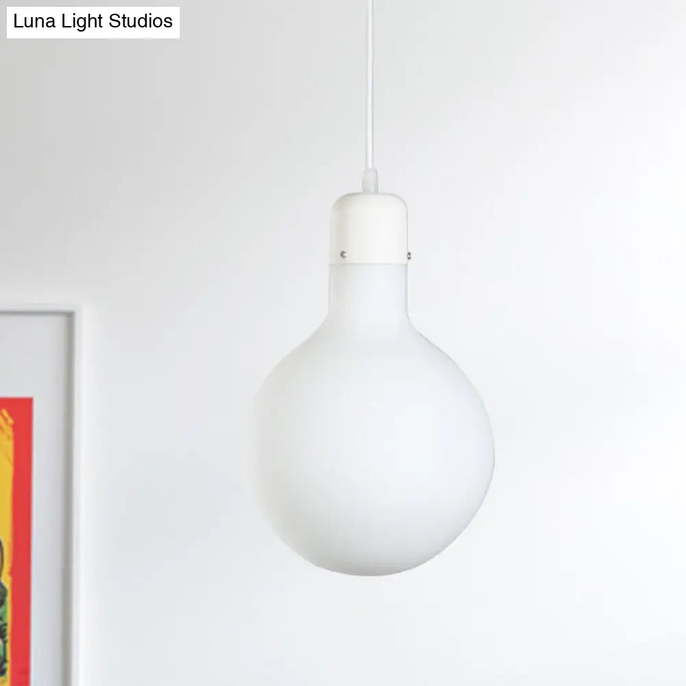 1-Light Simple White Dining Pendant With Cone/Globe/Cylinder Glass Design / Globe