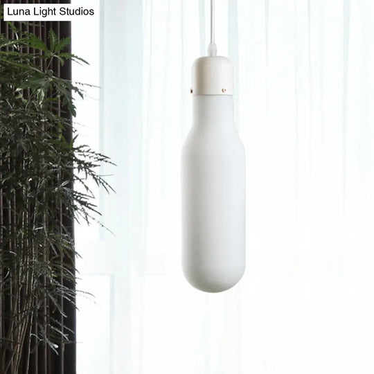 1-Light Simple White Dining Pendant With Cone/Globe/Cylinder Glass Design