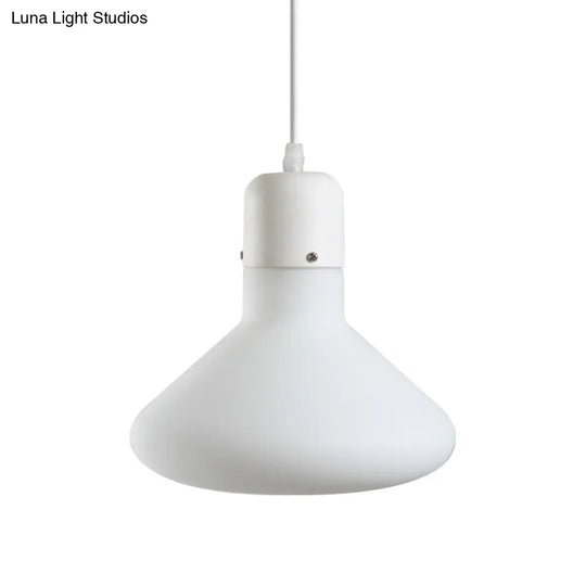 1-Light Simple White Dining Pendant With Cone/Globe/Cylinder Glass Design