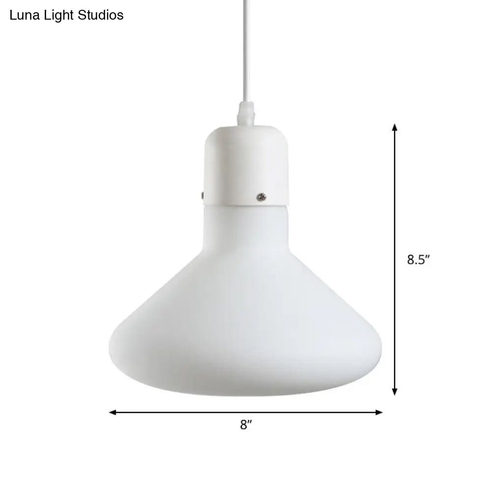 1-Light Simple White Dining Pendant With Cone/Globe/Cylinder Glass Design