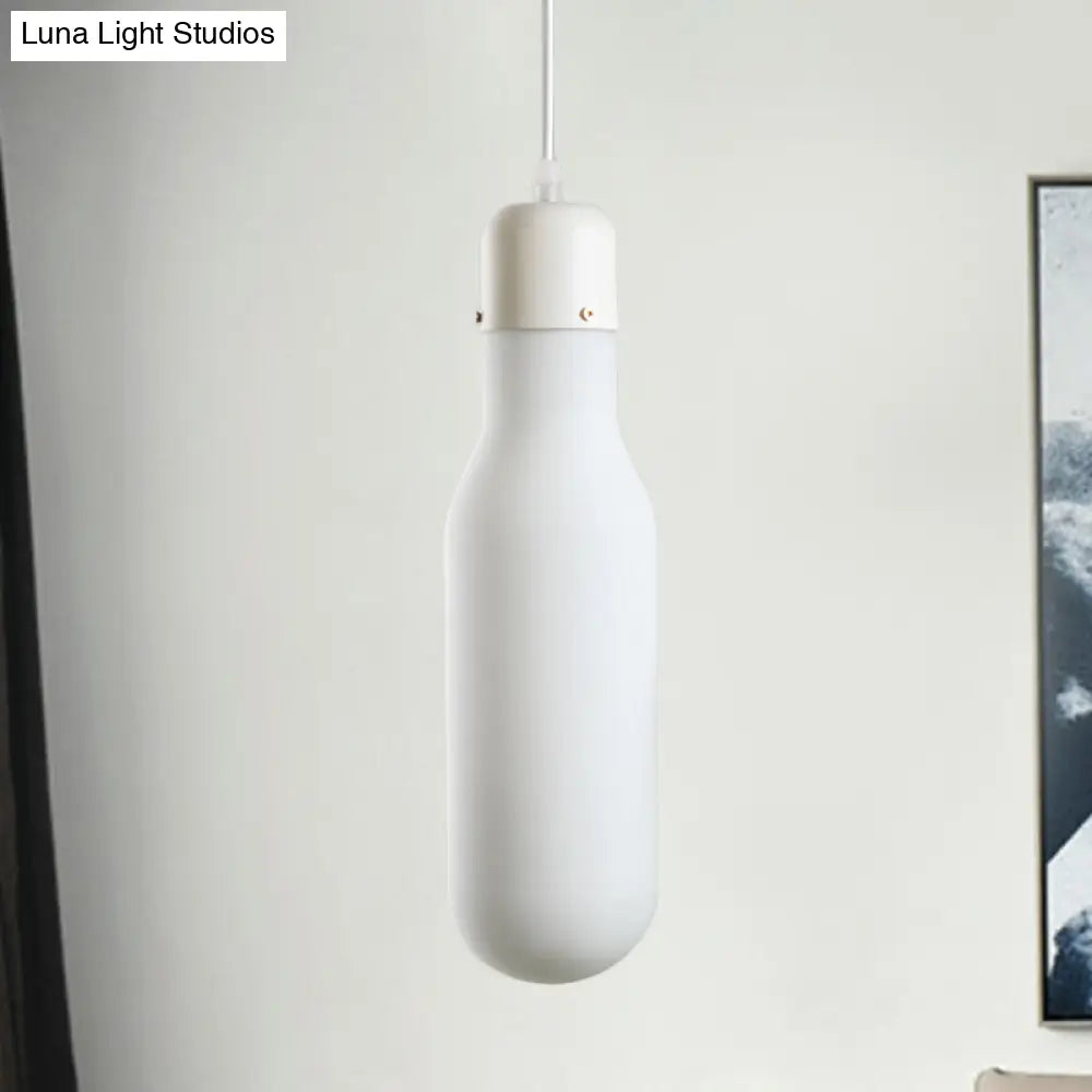 1-Light Simple White Dining Pendant With Cone/Globe/Cylinder Glass Design / Cylinder