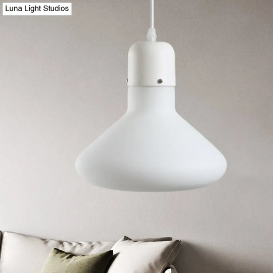 1-Light Simple White Dining Pendant With Cone/Globe/Cylinder Glass Design