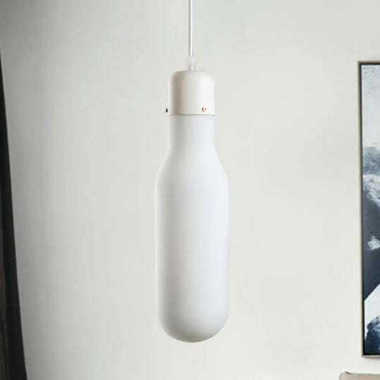 White Dining Room Pendant Light With Stylish Glass Design / Cylinder