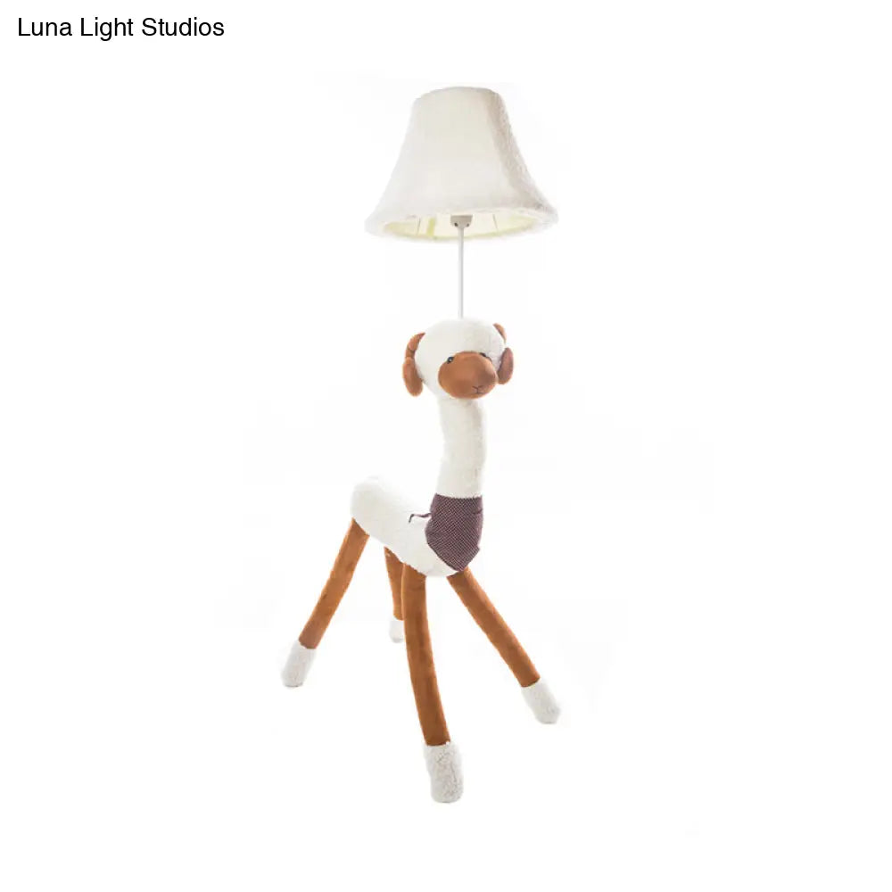 White Doggy Fabric Floor Lamp Single Light Animal Design For Book Shop & Restaurant Lighting