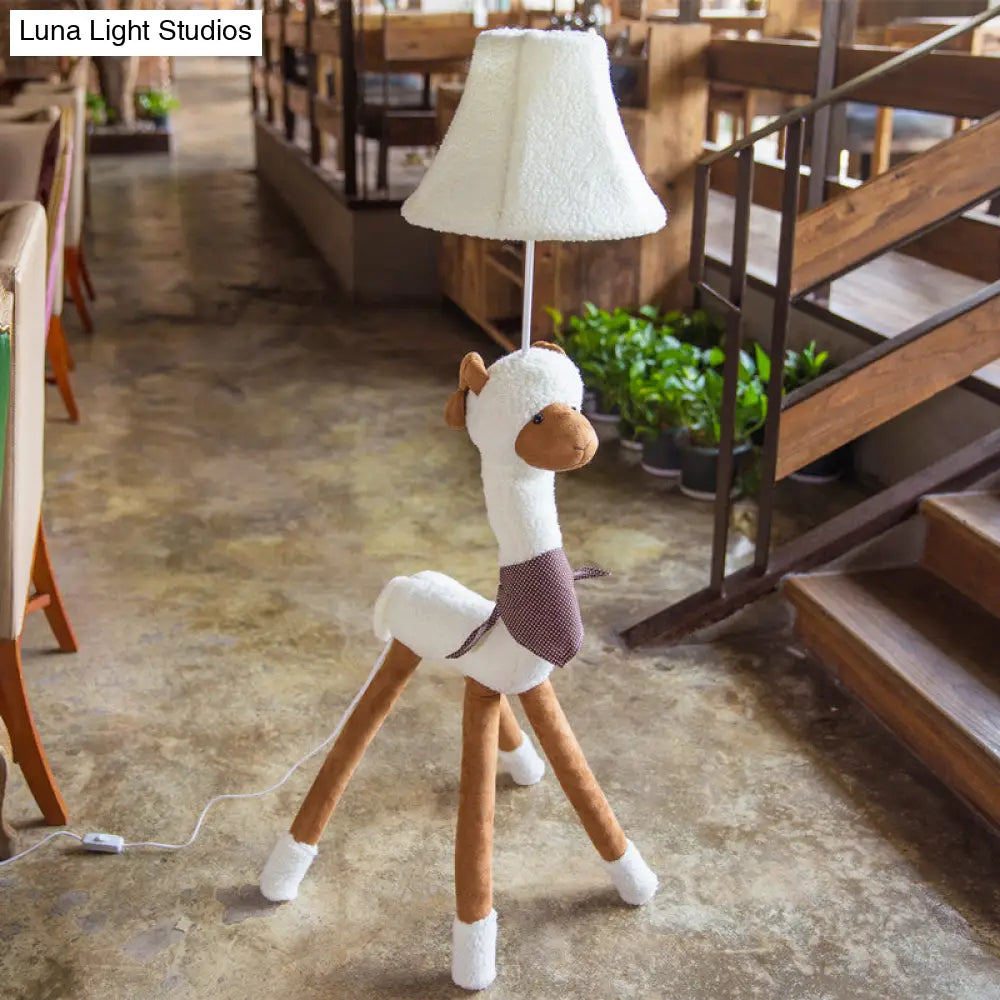 White Doggy Fabric Floor Lamp Single Light Animal Design For Book Shop & Restaurant Lighting