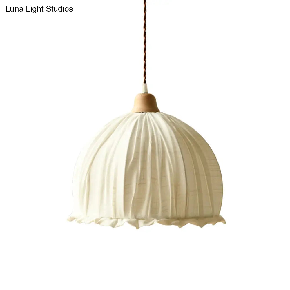 White Dome Fabric Suspension Light - Modernist 1-Light Pendant Lamp For Restaurants