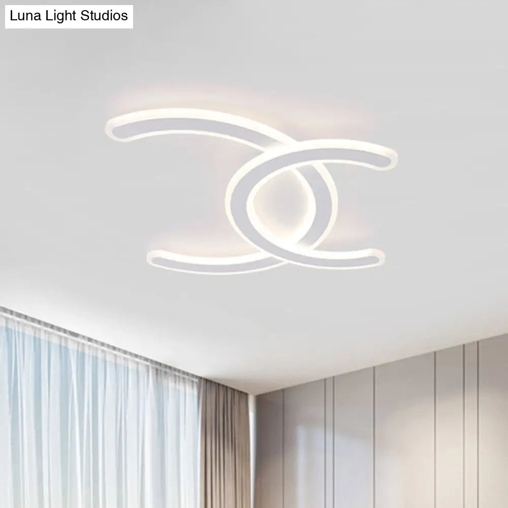 White Double C-Shape Led Ceiling Lamp - Simple & Stylish Mount Light In Warm/White / Warm